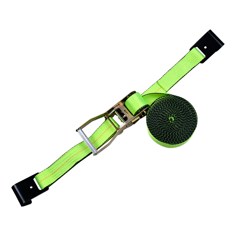 Cinghia a cricchetto verde da 4' x 30' con ganci piatti