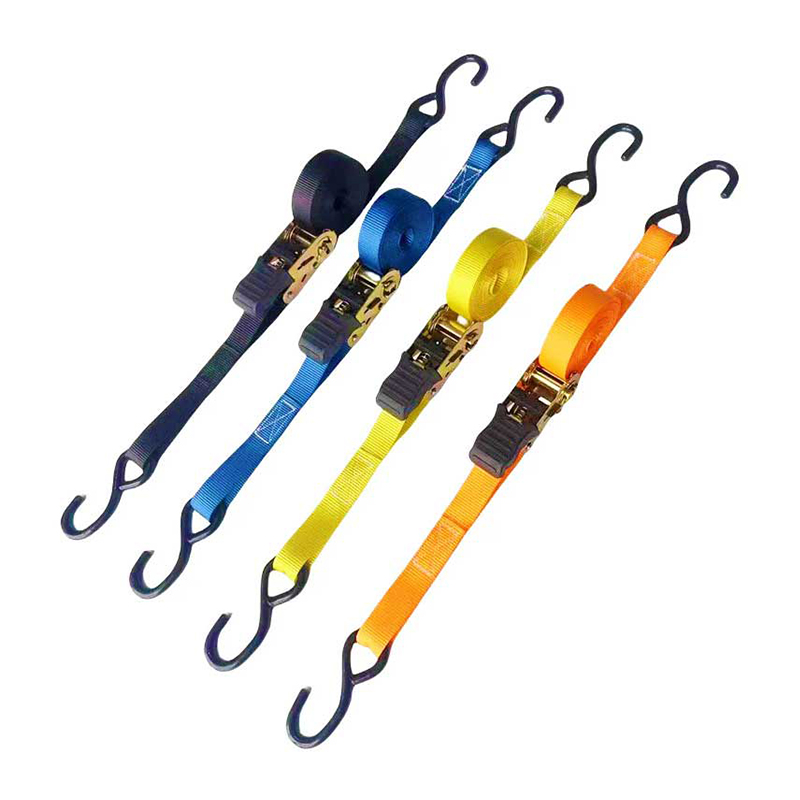 Cinghia a cricchetto con impugnatura per pollice multicolore da 1'' X 15' con ganci a S rivestiti in vinile
