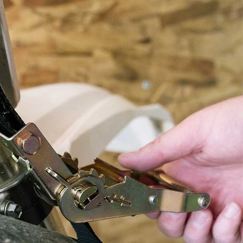 Cinghia a cricchetto per mini moto da 1'' X 7' con ganci a S