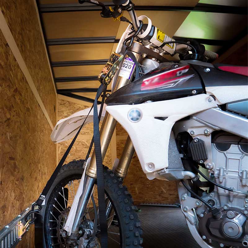 Cinghia a cricchetto per mini moto da 1'' X 7' con ganci a S