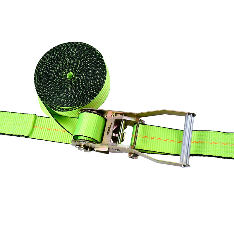 Cinghia a cricchetto verde da 4' x 30' con ganci piatti