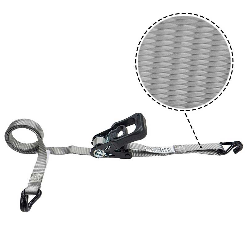 Cinghia a cricchetto con impugnatura rivestita in gomma da 1'' X 15' con ganci in filo rivestito in vinile