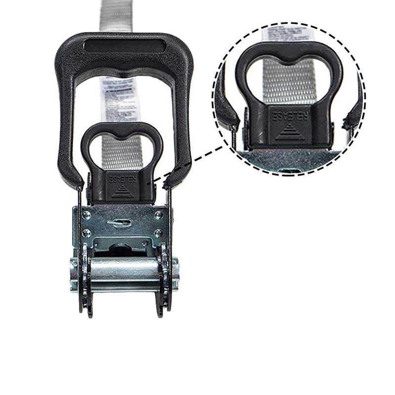 Cinghia a cricchetto con impugnatura rivestita in gomma da 1'' X 15' con ganci in filo rivestito in vinile