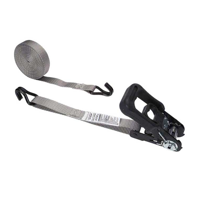 Cinghia a cricchetto con impugnatura rivestita in gomma da 1'' X 15' con ganci in filo rivestito in vinile Cinghia a cricchetto con impugnatura rivestita in gomma da 1'' X 15' con ganci in filo rivestito in vinile