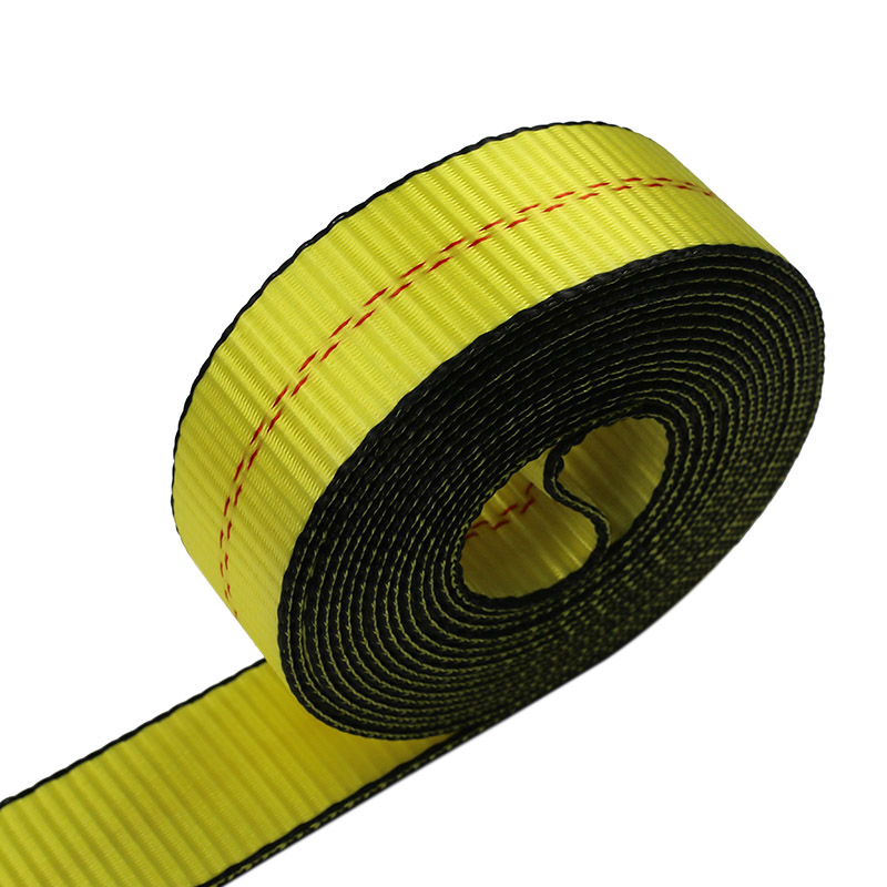 Cinghia a cricchetto per rimorchio con bordo nero resistente da 2 pollici con ganci twist
