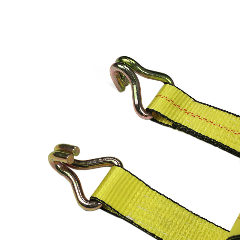 Cinghia a cricchetto per rimorchio con bordo nero resistente da 2 pollici con ganci twist