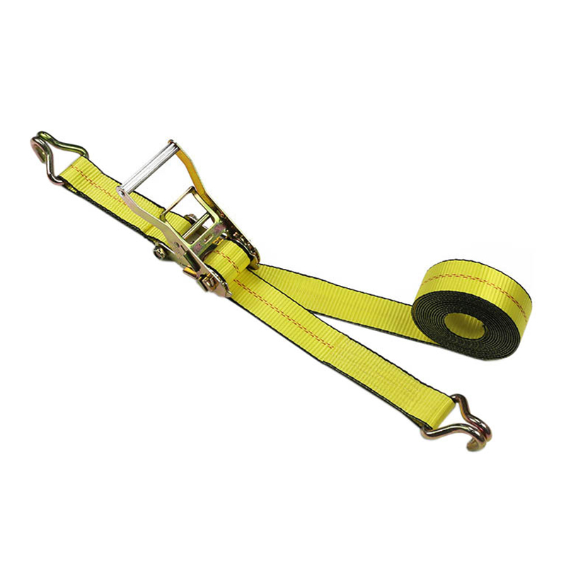 Cinghia a cricchetto per rimorchio con bordo nero resistente da 2 pollici con ganci twist